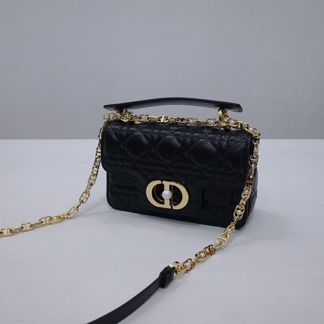 Mini Dior Jolie Top Handle Bag Black Cannage Calfskin